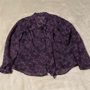 Purple Swirl Pattern Blouse with Black Cami